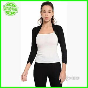 Rayon Spandex 3/4 Sleeve Bolero Cropped Cardigan Shrug Women's